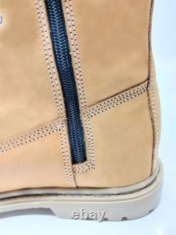 Men's Tan Leather Combat Boots Military Tactical Lace Up Side Zip Handmade