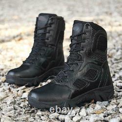 Mens Army Tactical Comfort Leather Combat Military Ankle Boots Work Desert Shoes