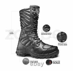 Mens Combat Boots Black Military Tactical Boots Lace Up Boots Leather Biker Hunt