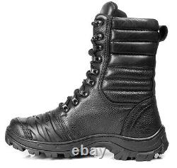 Mens Combat Boots Genuine Leather Black Hunt Tactical Motorcycle Military Biker