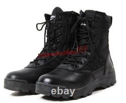 Mens Military Tactical Boots Lace Up Zip Desert Combat Outdoor Work Shoes @
