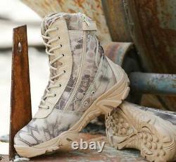 Mens Military Tactical Combat Desert Ankle Boots Outdoor Boots lace up zip shoes