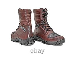 Mens Tactical Army Combat Military Boots Brown Leather Security Work Patrol