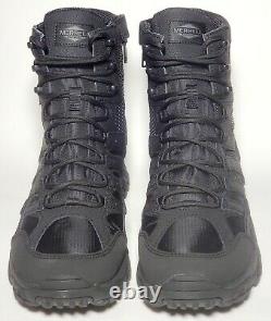 Merrell Men's Sz 11(Wide), Moab 2 Tactical Waterproof Leather 8 Zip Black Boots