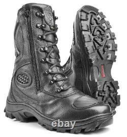 Military Black Leather Combat Zipper Boots Tactical Hunting Motorcycle Airsoft