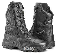 Military Black Leather Combat Zipper Boots Tactical Hunting Motorcycle Airsoft