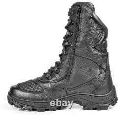 Military Black Leather Combat Zipper Boots Tactical Hunting Motorcycle Airsoft