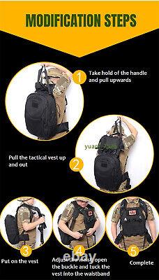 Multifunction Combined Military Tactical Vest Backpack Assault Combat Rucksack