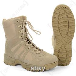 NEW Khaki Tan Canvas Combat Tactical Boots Airsoft Hiking Security Bushcraft