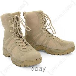 NEW Khaki Tan Canvas Combat Tactical Boots Airsoft Hiking Security Bushcraft