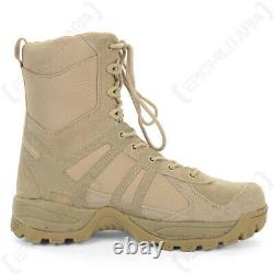 NEW Khaki Tan Canvas Combat Tactical Boots Airsoft Hiking Security Bushcraft