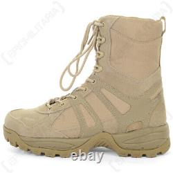 NEW Khaki Tan Canvas Combat Tactical Boots Airsoft Hiking Security Bushcraft