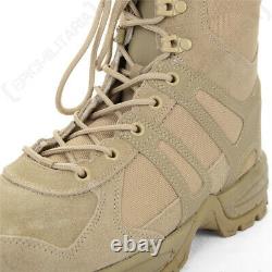 NEW Khaki Tan Canvas Combat Tactical Boots Airsoft Hiking Security Bushcraft