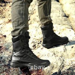 Outdoor Mens Leather Tactical Boots Military Combat Army SWAT Hiking Shoes Plus