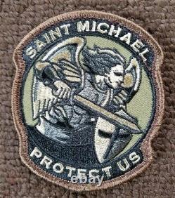 Protect US St. Michael Tactical Combat Hook Badge Morale Military Patch FOREST