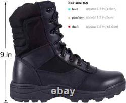 RIELD Men's Military Tactical Work Boots with Zipper Army Combat Boots SZ 9