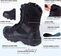 RIELD Men's Military Tactical Work Boots with Zipper Army Combat Boots SZ 9