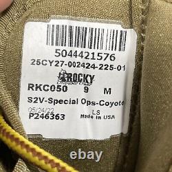 Rocky S2V Tactical Military Boots Mens 9 Coyote Brown Soft Toe Special Op RKC050