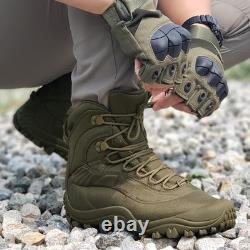 SKENARY Men's Tactical Boots Mid Combat Waterproof Military Boots Olive