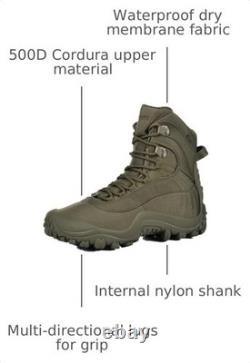 SKENARY Men's Tactical Boots Mid Combat Waterproof Military Boots Olive