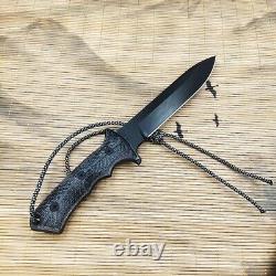 Spear Point Fixed Blade Hunting Survival Camping Tactical Military Combat Flax S