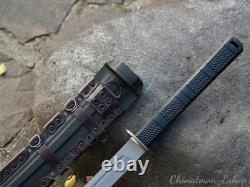 Tactical Combat Katana Camping Survival Military Sword 60Si2Cra Steel Sharp#2795