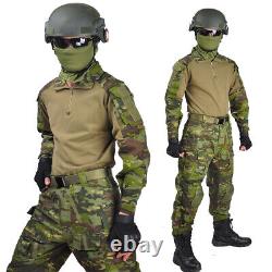 Tactical Combat Suits Army Military With Pads Uniform Outdoor Work Cargo Suit