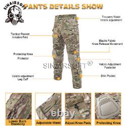 Tactical Military G3 Combat Shirt & Pants Knee Pad Uniform BDU Paintball Clothes