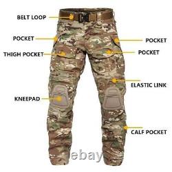 Tactical Suits Men Military Uniform +Pads Multi Pockets Combat Shirt CargoPants