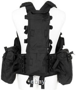 Tactical Vest Military Army Combat Lightweight Various Pockets Black