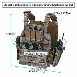 Tactical Vest Military Molle 10x12in Plate Carrier Combat Padded Body Gear Armor