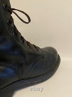 VTG 1963 Leather Military Boots MENS 7 R combat panco tactical Black Stamped Lt