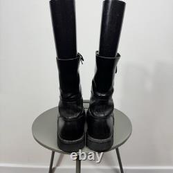 Vintage Black Leather Military Combat Boots Tactical Lace Up EU 43 US 9.5