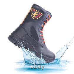 1x Botte militaire tactique noire à fermeture éclair latérale pour le trekking en extérieur, imperméable et combat.