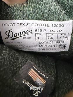 Botte tactique de combat militaire Danner Rivot TFX marron coyote 1200G Gore-Tex taille 8