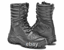 Bottes Militaires Noires Tactiques de Combat avec Fermeture Éclair pour Hommes Police Extérieur