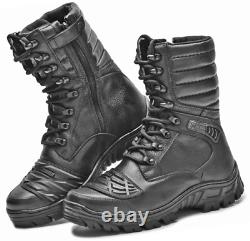 Bottes Militaires Noires Tactiques de Combat avec Fermeture Éclair pour Hommes Police Extérieur