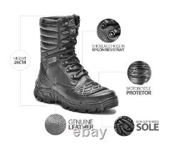 Bottes Militaires Noires Tactiques de Combat avec Fermeture Éclair pour Hommes Police Extérieur