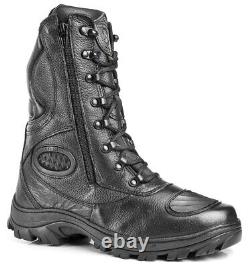 Bottes Tactiques Black Leather Hunting Zipper Combat Airsoft Paintball Militaire