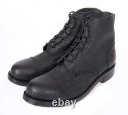 Bottes de combat militaires allemandes vintage en cuir noir, style armée tactique à lacets