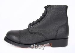 Bottes de combat militaires allemandes vintage en cuir noir, style armée tactique à lacets