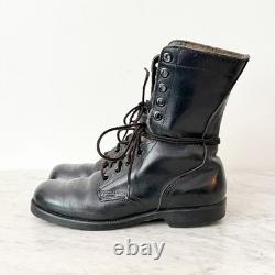 Bottes de combat militaires américaines vintage 1978 en cuir tactiques noires montantes à lacets 6R