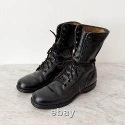 Bottes de combat militaires américaines vintage 1978 en cuir tactiques noires montantes à lacets 6R