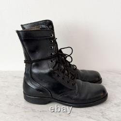 Bottes de combat militaires américaines vintage 1978 en cuir tactiques noires montantes à lacets 6R