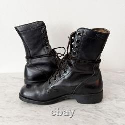 Bottes de combat militaires américaines vintage 1978 en cuir tactiques noires montantes à lacets 6R