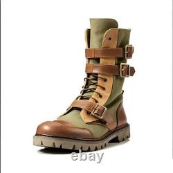 Bottes de combat militaires pour hommes en cuir tactique, avec lacets et sangle à boucle pour la randonnée et le travail