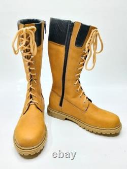 Bottes de combat militaires tactiques à lacets avec fermeture éclair latérale en cuir brun pour homme, fabriquées à la main