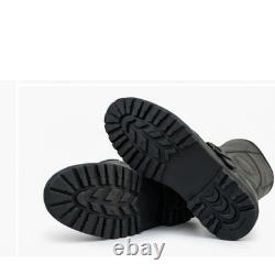 Bottes de combat militaires tactiques en cuir marron pour homme, à lacets avec fermeture éclair latérale, faites à la main
