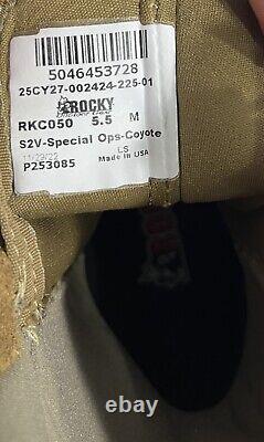 Bottes de combat militaires tactiques pour hommes 5.5 M Nib Rocky Rkc050 S2v couleur brun coyote
