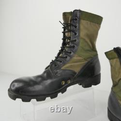 Bottes de combat pour homme, taille 11,5, vertes et noires, en cuir et toile, militaires, à lacets, tactiques